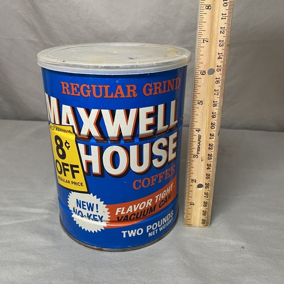 Vintage Regular Grind Maxwell House‎ 2lb Coffee Can w Lid New No-Key - Picture 4 of 7
